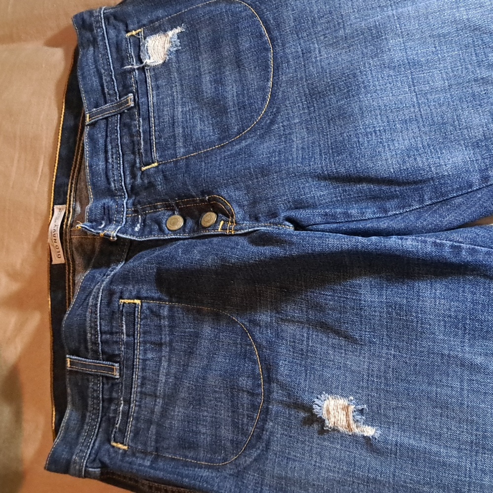 Old navy brand jeans, dark wash, button closure no zipper, size 14